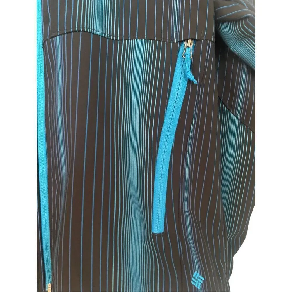 Columbia Mens Black & Blue Pinstriped Full Zip Hooded Jacket Size Large snowboar